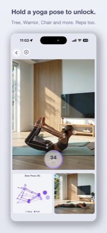 Hold a yoga pose to unlock.